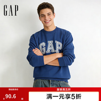 Gap 男女装秋季logo贴布绣宽松长袖卫衣休闲上衣854300 蓝色 XL (180/100A)亚洲尺码