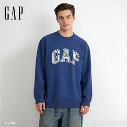 Gap 男女装秋季logo贴布绣宽松长袖卫衣休闲上衣854300 蓝色 XL 180/100A