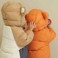 papa爬爬 儿童羽绒服 加厚锁温 橘色 100cm