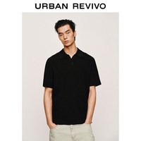 URBAN REVIVO UMF960016 纯色短袖针织衫 黑色 XS