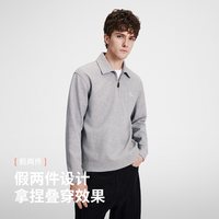 navigare [假两件]Navigare小帆船灰色套头长袖T恤男上衣