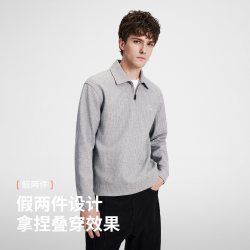 navigare [假两件]Navigare小帆船灰色套头长袖T恤男上衣