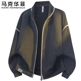 马克华菲 夹克男士春秋季长袖开衫卫衣外套休闲百搭运动上衣 深灰色 L