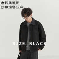 伯爵卓尔 B632124 亚麻面料 墨隐黑 L 男士夹克