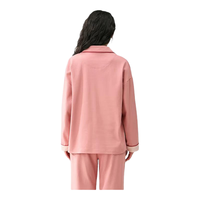 芬腾 100%纯棉翻领长袖家居服套装 豆沙粉 L