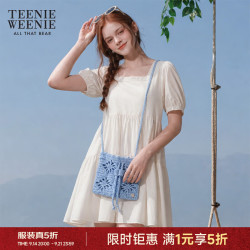 TEENIE WEENIE 小熊曼波公主裙法式方领白色连衣裙