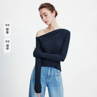 navigare 小帆船修身斜肩t恤女士长袖上衣