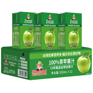 福兰农庄 100%青苹果汁纯果汁200ml*12瓶0脂肪果汁青苹果果汁