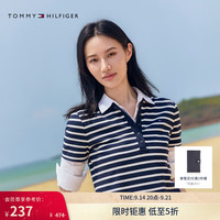 TOMMY HILFIGER 春夏女珠地网眼短袖T恤/休闲五粒扣POLO