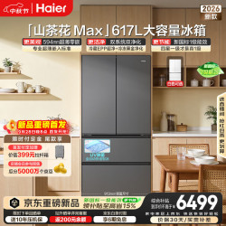 海尔 山茶花MAX617L法式多门电冰箱超薄零嵌除菌制冰双系统2026新一级能效家用BCD-617WGHFDBGVWU1(灰)