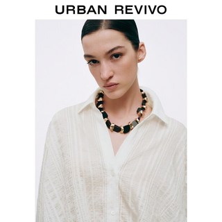 URBAN REVIVO UWH260056 肌理收紧下摆罩衫衬衫 本白 S
