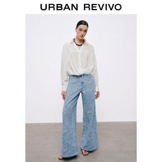 URBAN REVIVO UWH260056 肌理收紧下摆罩衫衬衫 本白 S
