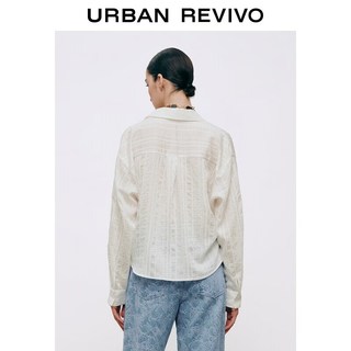 URBAN REVIVO UWH260056 肌理收紧下摆罩衫衬衫 本白 S