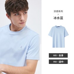 navigare [冰丝]Navigare意大利小帆船黑色圆领短袖T恤男夏季新款凉感体恤
