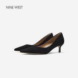 玖熙 赵露思/吴谨言同款Nine West/玖熙细高跟鞋女鞋真皮尖头单鞋黑色