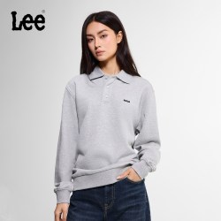 Lee 26秋冬新品舒适版翻领设计Logo徽标男女同款衬衫领长袖卫衣潮