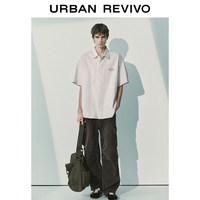 URBAN REVIVO UUV260071 字母图案翻领短袖衬衫 浅灰 S