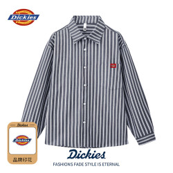 Dickies 秋季透气条纹复古翻领日常百搭舒适简约休闲长袖衬衫