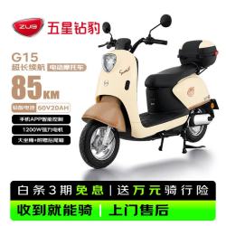 五星钻豹 G15 60V20AH 智能电动摩托车 奶酪白