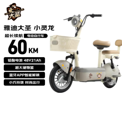 雅迪 大圣 电动自行车 48V24Ah 锂电池 独角兽灰