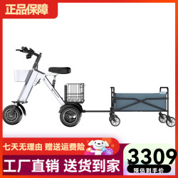 威尔杰迪 新款多功能旅游休闲小型智能折叠电动车便携轻便迷你电动代步车XI 科技灰/36V/后车框+露营拉车