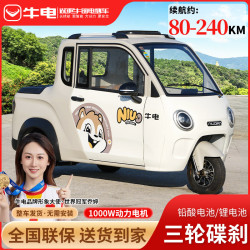 清峰柏中国牛电电动三轮车K3小蚁P3K全封闭三轮车皮卡最新款家用接送孩 锂电版（60伏100安锂电）200里