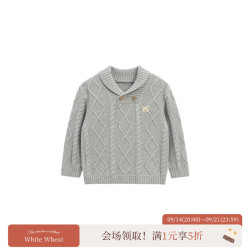 white wheat 儿童2026秋季新款上衣男宝宝纯棉休闲毛衣女童考拉针织衫 灰色 80