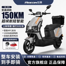 飞鸽（FG FLYING PIGEON）长续航电动摩托车72V35A石墨烯长续航电动车智能NFC大功率电瓶车 极地灰/骑行大礼包/前后双碟/速度70码/杠箱版 72.0V35.0A全新石墨烯电池/整车木架发货