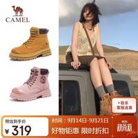 骆驼 经典大黄靴反绒系带粗跟户外工装靴短靴 L23W076065