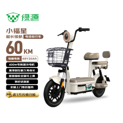 绿源 续航60km 电动自行车 铅酸电池 LED透镜大灯 钢丝轮胎 液冷电机  代步车首选燕麦白 48V 20A