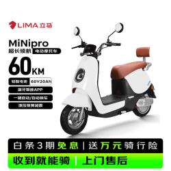 立马电动车 立马电动摩托车MINI-PRO 50公里长续航1200W电机60V20Ah铅酸家用蓝牙智能电动车 白