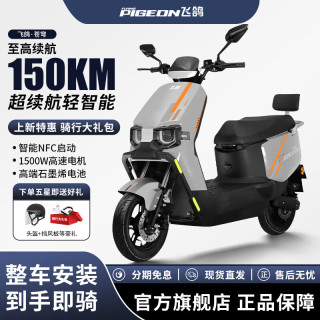 飞鸽（FG FLYING PIGEON）长续航电动摩托车72V35A石墨烯长续航电动车智能NFC大功率电瓶车 极地灰/骑行大礼包/前碟后鼓/速度50码/靠背版 72.0V35.0A全新石墨烯电池/整车木架发货
