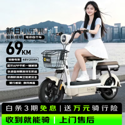 新日 长续航 电动自行车  小乐果-童话白/本彩米咖 铅酸电池 48V
