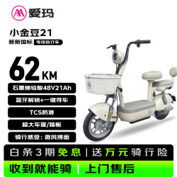 爱玛 小金豆 48V21AH石墨烯电池 茶白 电动自行车