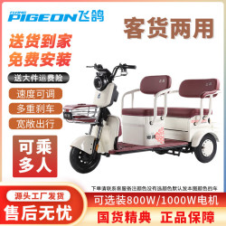 飞鸽电动车三轮车双排老年人代步电动三轮车接送孩子休闲电三轮国标H8 600W裸车48V不含电池充电器