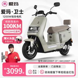 爱玛 卫士A516电动车72V20AH22ah长续航电动摩托车学生外卖智能解锁电瓶车 雾林绿