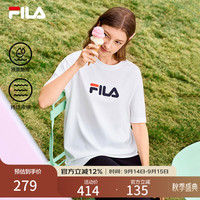 FILA 冰丝凉感T|运动短袖男女同款26夏季新款休闲宽松T恤 云菇白-WT S 165/88A/S
