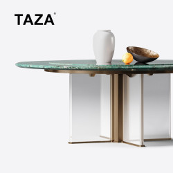 TAZA 意式轻奢电动餐桌 大户型餐厅搭配系列 天然奢石客厅餐桌高端大气 亚马逊绿奢石 2.4m