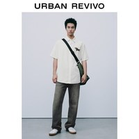 URBAN REVIVO UUY260024 动物刺绣翻领短袖衬衫 本白 S