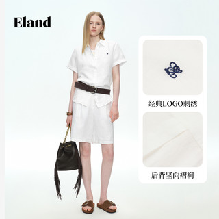 E·LAND 衣恋 100%亚麻翻领短袖衬衫