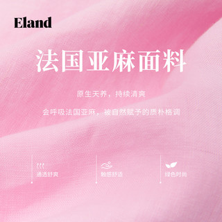 E·LAND 衣恋 100%亚麻翻领短袖衬衫