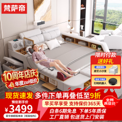 梵萨帝 床皮床双人床 现代简约主卧多功能电动按摩带投影仪储物实木婚床 豪华旗舰版单床（带投影仪）