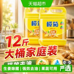榄菊 生姜洗洁精除菌3kg*2瓶家庭装家用洗洁精商用餐饮大桶12斤