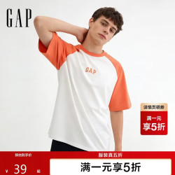 Gap 725618 棉质印花撞色插肩袖 白色 S码 短袖T恤