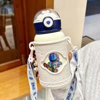 移动端：亲琴 迪士尼新款儿童保温杯带提手背带双饮吸管杯户外便携弹跳杯