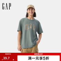 Gap 男女装春季纯棉字母印花短袖T恤上衣美版797924 绿色 S 美码 M亚洲码175/92A