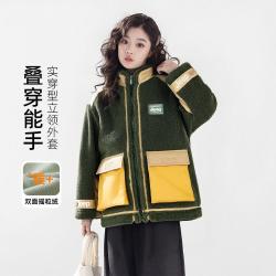 吉普 秋冬男女童加绒夹克学生户外保暖百搭防风上衣潮