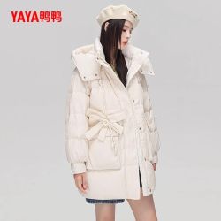 鸭鸭羽绒服 女2026反季新品中长款连帽时尚高克重韩版