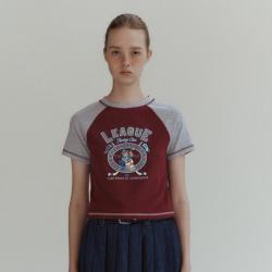 TEENIE WEENIE 短袖T恤女夏季美式学院风撞色印花圆领T恤打底衫女