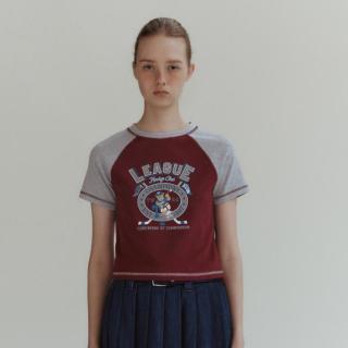 限尺码：TEENIE WEENIE 短袖T恤女夏季美式学院风撞色印花圆领T恤打底衫女